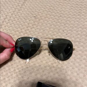 Ray-Ban Gold Frame Sunglasses with Black Lenses